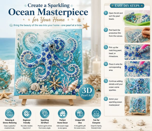 ⚡50K+ Sold 🔥 Selling Fast – 🌊✨ Ocean-Themed Pearl Art DIY Kit — Craft Your Own Stunning Coastal Masterpiece