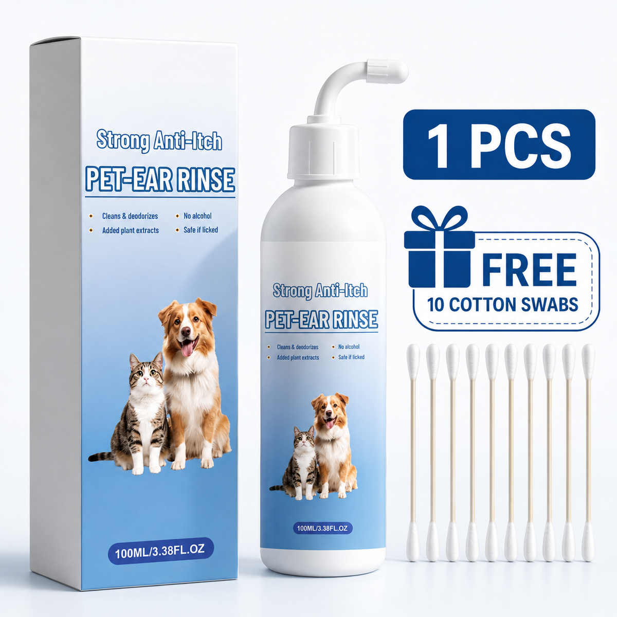 🐶 Gentle Pet Ear Cleaner Solution for Dogs & Cats (100ml / 3.38 fl oz) 🐱