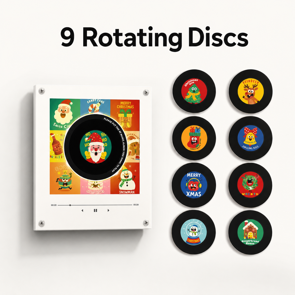Magnetic NFC Acrylic Music Player with 9 Mini Vinyl Discs