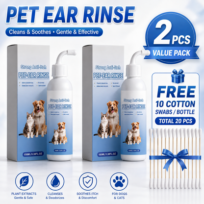 🐶 Gentle Pet Ear Cleaner Solution for Dogs & Cats (100ml / 3.38 fl oz) 🐱