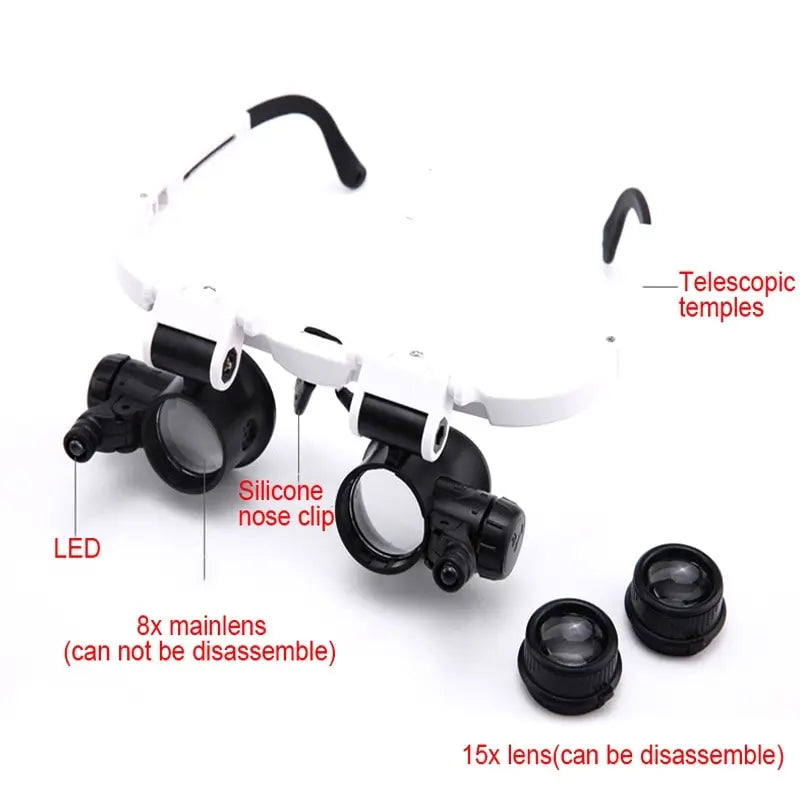 🎁👓LED headband magnifying glass – Hands-Free Magnifying Glass for Crafts, Jewelry Repair, Reading & Close Work