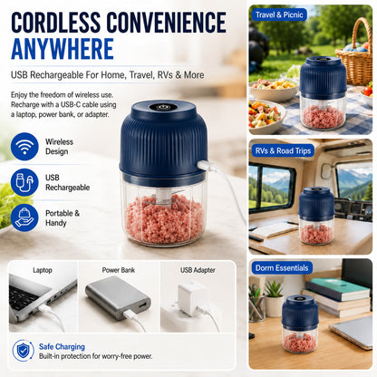 🔥Limited Time Buy One Get One Free!🔋 Wireless Mini Food Chopper with USB Charging✨upsell