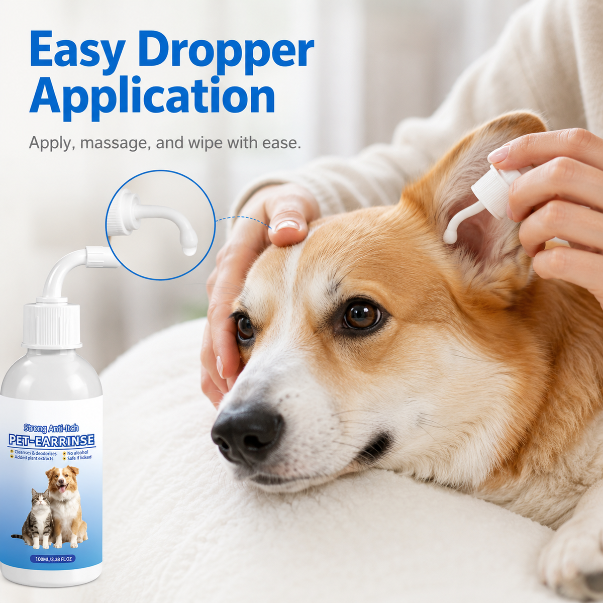 🐶 Gentle Pet Ear Cleaner Solution for Dogs & Cats (100ml / 3.38 fl oz) 🐱