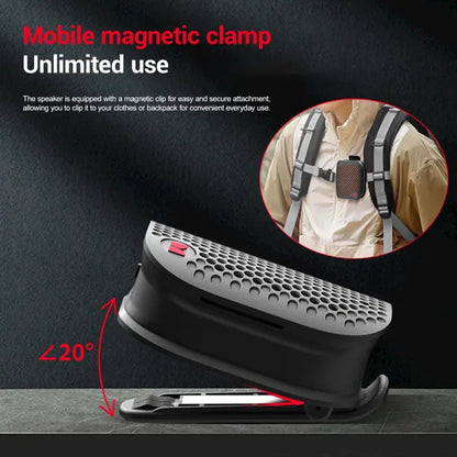 Clip-On Bluetooth Speaker – IPX7 Waterproof, 12-Hr Battery, TWS Stereo | 80g Ultra-Light