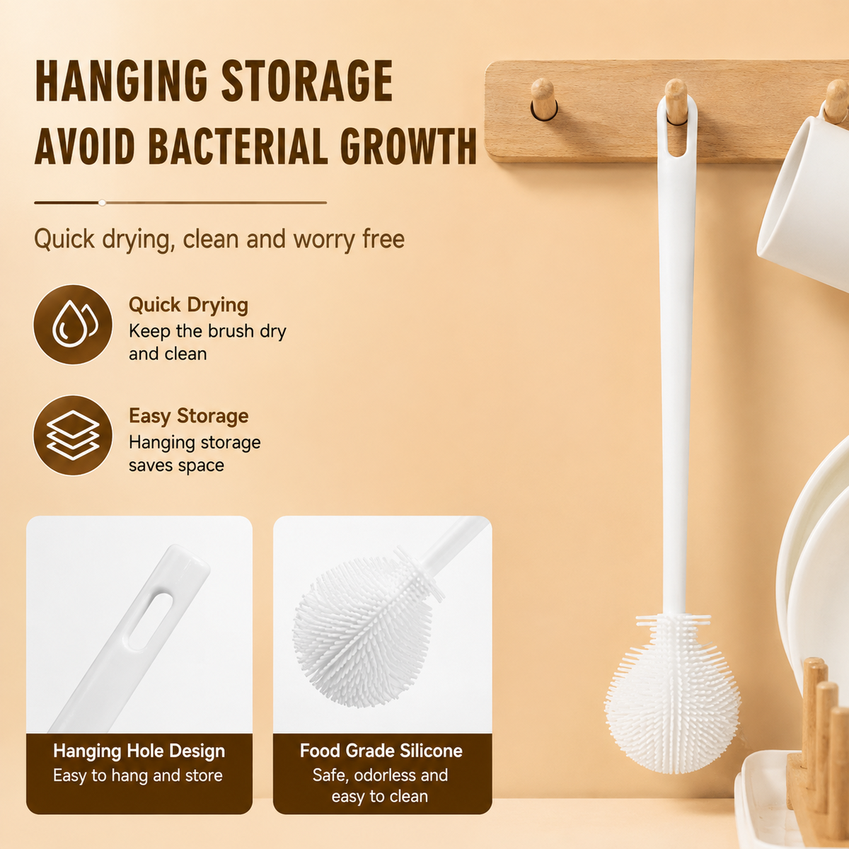 360° Silicone Bottle Cleaning Brush – Long Handle Soft Bristle Cleaner for Bottles, Cups & Narrow Containers