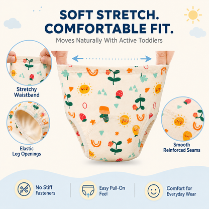 Toddler Potty Training Pants – 100% Cotton Reusable Training Underwear with Light Absorbency