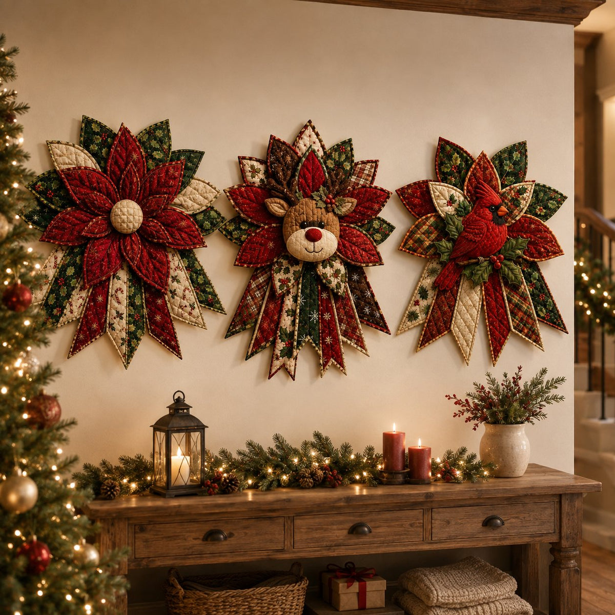 🎄 Oversized Christmas Quilted Door Hanger DIY Sewing Kit (23–25") 🪡