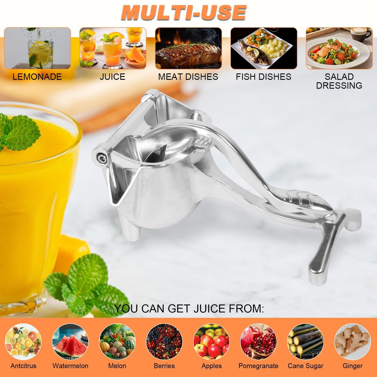 Last Day Sale Hand Juicer Squeezer- Aluminum Manual Press Juicer🍹