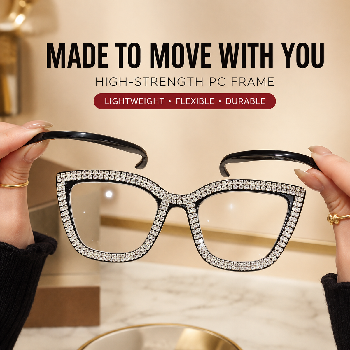 Cat Eye Anti-Blue Light Reading Glasses - Diamond Inlaid