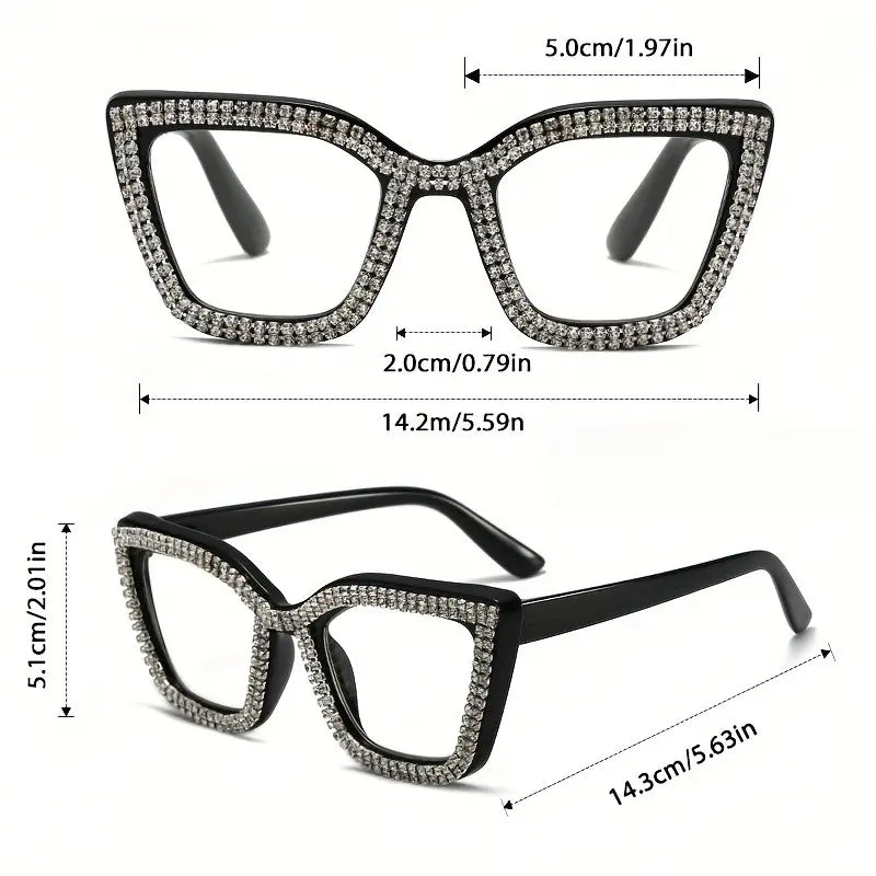 Cat Eye Anti-Blue Light Reading Glasses - Diamond Inlaid