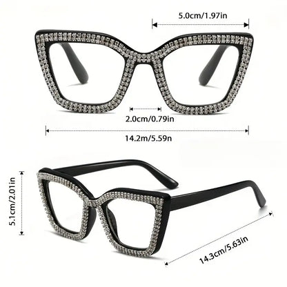 Cat Eye Anti-Blue Light Reading Glasses - Diamond Inlaid