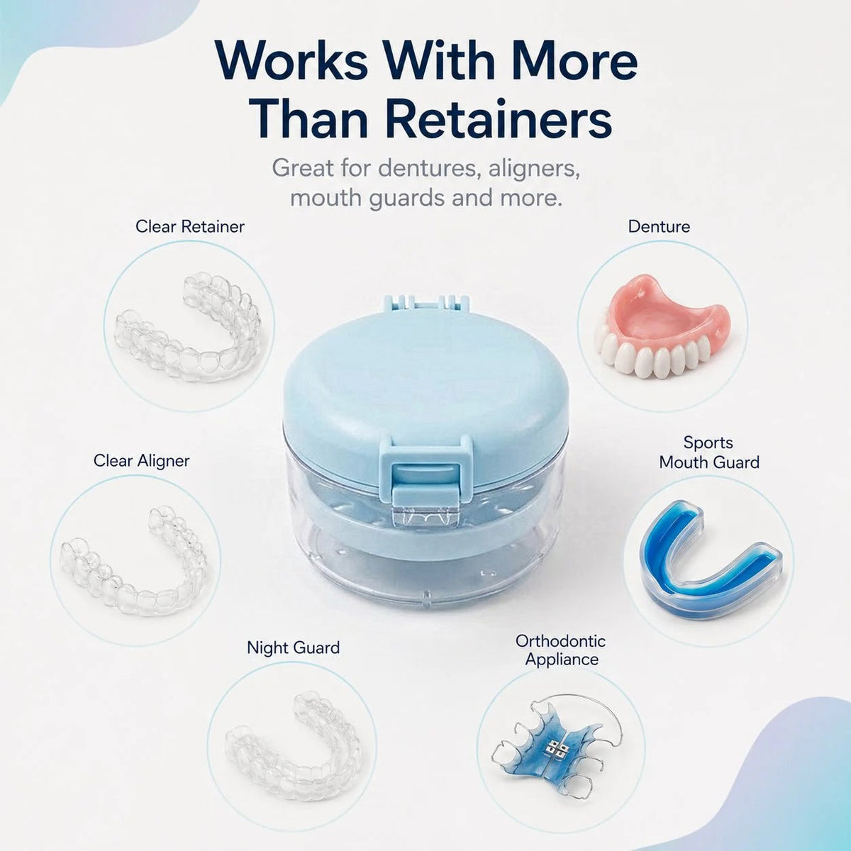 Portable Retainer & Denture Cleaning Case with Lift-Out Tray