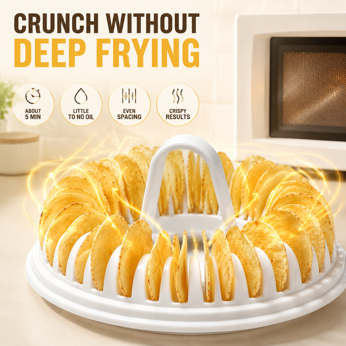 🥔✨✨ Microwave Potato Chip Maker with Slicer – Oil-Free Snack Kit ✨