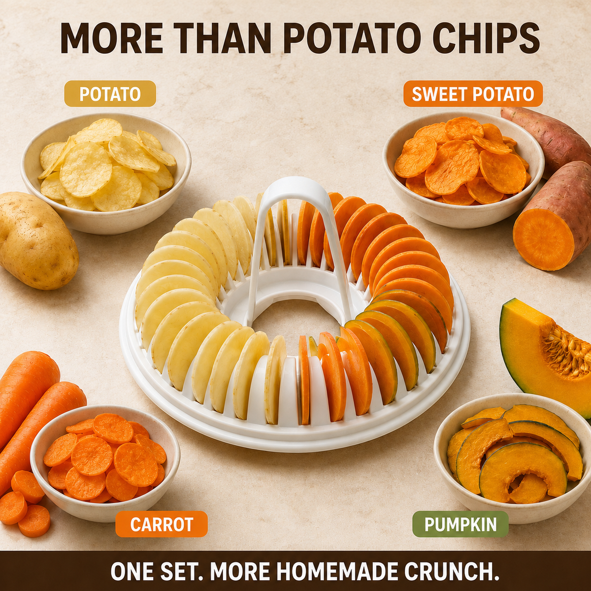 🥔✨✨ Microwave Potato Chip Maker with Slicer – Oil-Free Snack Kit ✨